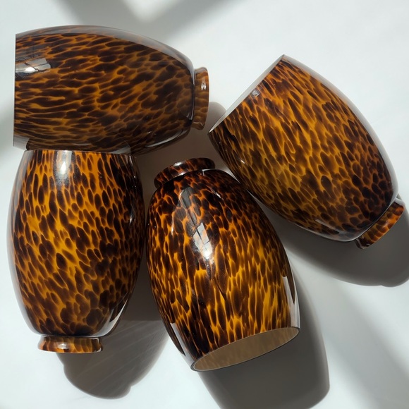 4 Glass Pendant/Fan Light Covers leopard print - Picture 3 of 9